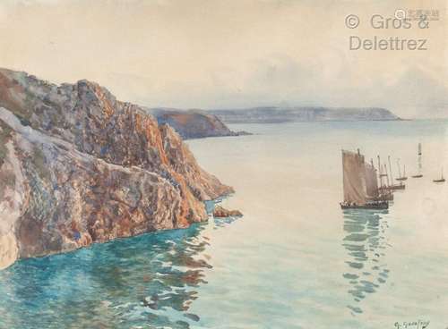 G. GODEFROY Ile d’Ouessant, la côte rocheuse Aqu…