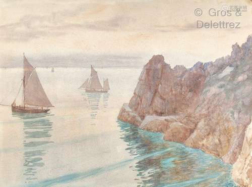 G. GODEFROY Ile d’Ouessant Aquarelle sur papier …