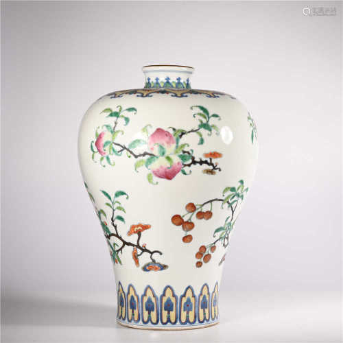 Qing Dynasty Qianlong pastel plum vase with melon and fruit pattern