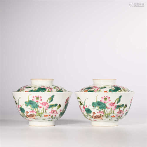A pair of pastel bowls in Qianlong of Qing Dynasty