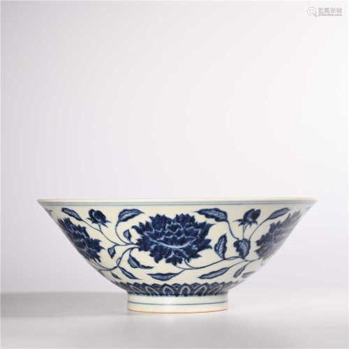 Xuande blue and white lotus bowl in Ming Dynasty
