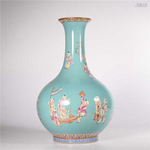 Qing Dynasty Jiaqing pastel baby play picture bottle