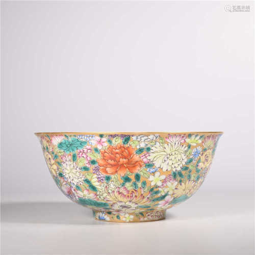 Qing Dynasty Qianlong pastel flower bowl