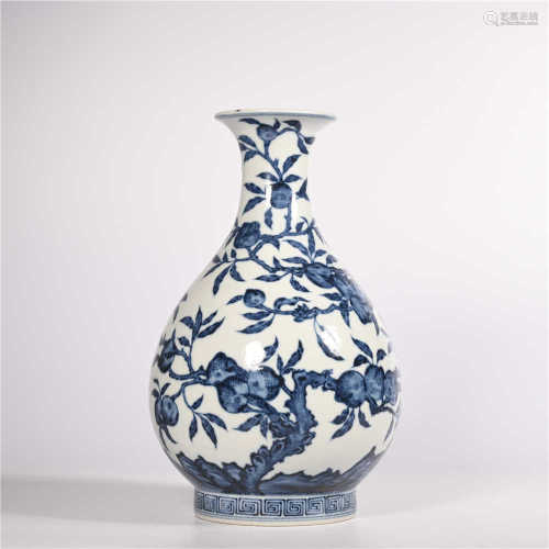 Qing Dynasty Yongzheng blue and white jade pot spring vase