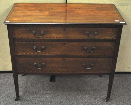 A mahogany wash stand with fruitwood and ebony stringing,