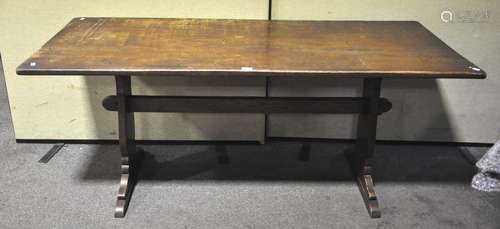 An oak refectory table. Measures; 79cm x 183cm x 75cm.