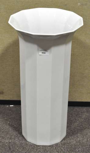 A Rosenthal Studio-line white ceramic floor vase / stick stand having a fluted form. Measures; 55cm.