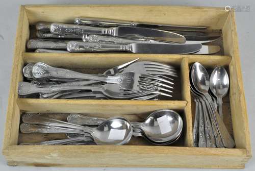 A set of Kings pattern cutlery service in tray