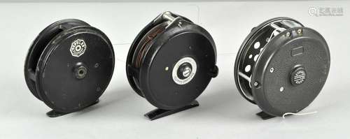 Three fly fishing reels, a Shakespeare Condex,