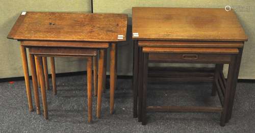 Two 1960's nests of teak tables,