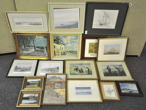 A quantity of Prints, all framed mostly landscapes, watercolour by M.J Gates,