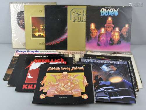 A collection of assorted rock vinyls, to include : Deep Purple, ZZ Top, Metallica,