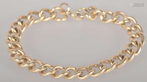 A heavy weight gold plated silver curb link bracelet, 9 inch length, lobster clasp.