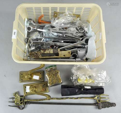 A collection of assorted tools, to include spanners,