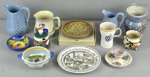 A collection of ceramics, to include a Poole vase and Goebel lidded pot,