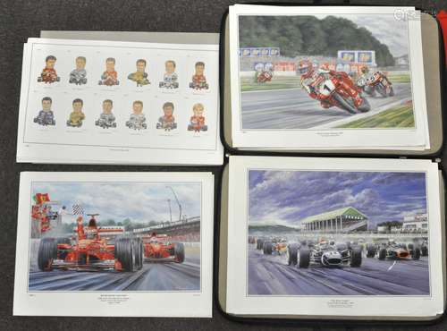 A portfolio containing numerous posters relating to Motor Racing,