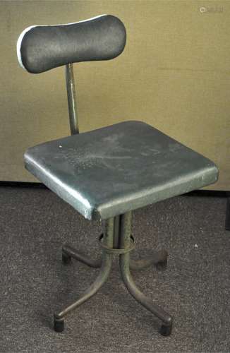 An early 20th century machinists/engineers industrial swivel chair, tubular construction,