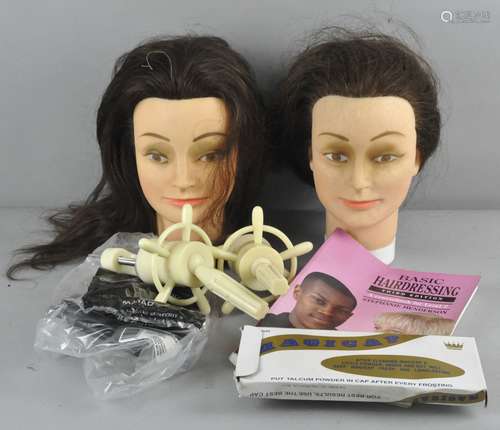 Stylist and hairdresser accessories to include mannequin practice heads and related items