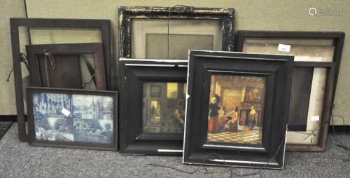 A collection of pictures and picture frames,