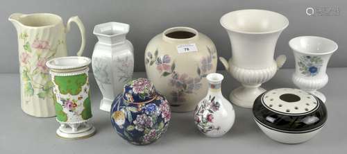 A collection of assorted ceramic Vases to including Wedgwood, Jersey pottery Royal Doulton,