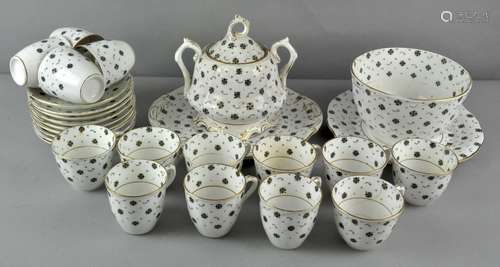 A 19th century pottery tea service, in the 'Spangle' pattern,