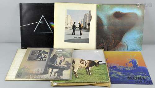 A collection of nine Pink Floyd vinyls to include the Soundtracks from the films More Echoes,