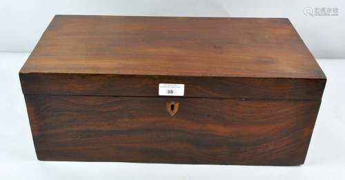 A late 19th century Mahogany writing slope with single glass inkwell,