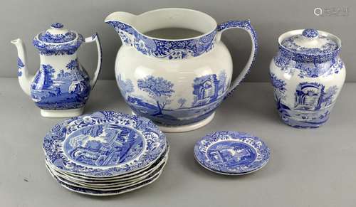 A collection of assorted Spode, including Spode Italian jug, 24cm high, a storage jar,