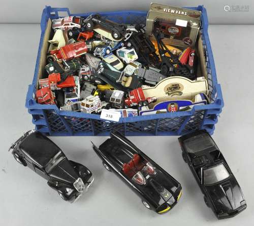 A collection of Matchbox, Corgi and other model cars to include a Batmobil.