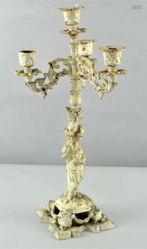 A late 19th/early 20th century White painted cast iron candelabra,