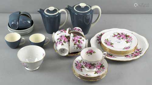 A Ridgeway 'Queen Anne' pattern part tea service and a Poole part coffee service