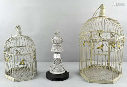 Two decorative bird cages,