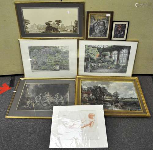 A collection of assorted framed and glazed prints to include Hay Wain and others.