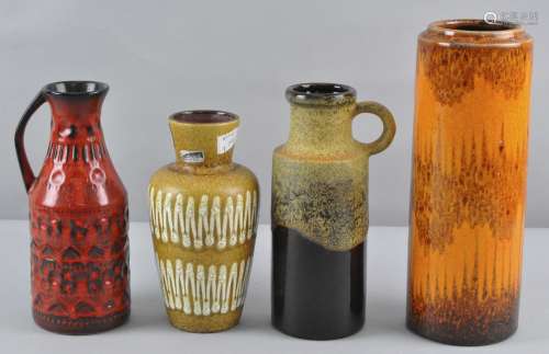 A collection of four 1960's retro vintage West German pottery vases, to include 523, 203,