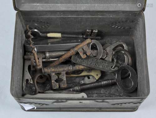 A 19th century key, with label 'Burnham H Tower No 1',