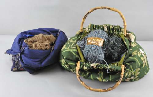 A collection of wool and sewing bags,