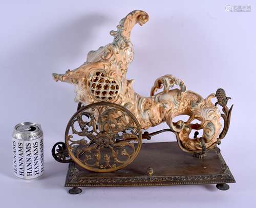 A RARE 19TH CENTURY HUNGARIAN FISCHER POTTERY ROCOCO TABLE CENTREPIECE modelled as a cornucopia upon