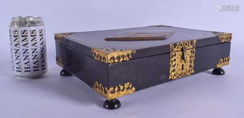 AN 18TH CENTURY JAPANESE EDO PERIOD BLACK LACQUER CASKET C1730 formed with a lozenge shaped landscap