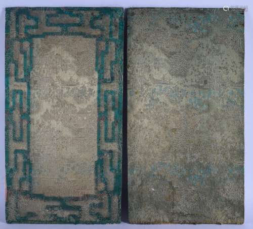 AN UNUSUAL PAIR OF EARLY 20TH CENTURY CHINESE DOUBLE SIDED SILK PANELS Late Qing/Republic 53 cm x 30