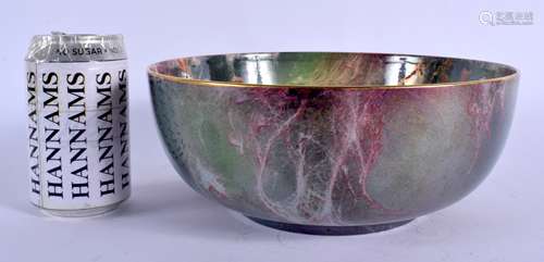 A RARE WILKINSON'S ORIFLAMME POTTERY BOWL C1900 by John Butler, painted with fish swimming amongst r