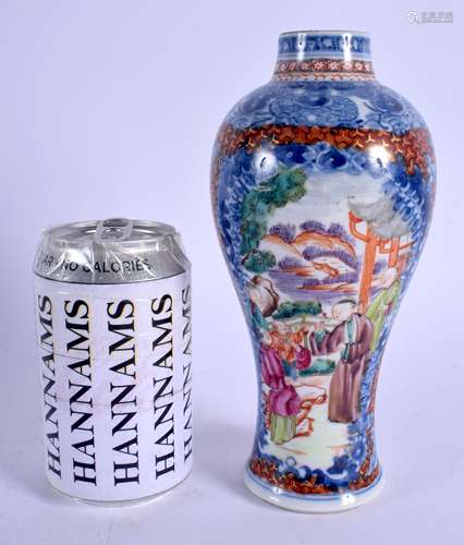 AN 18TH CENTURY CHINESE EXPORT MANDARIN PORCELAIN VASE Qianlong, painted with figures and foliage. 2