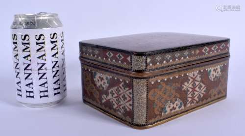A LARGE 19TH CENTURY JAPANESE MEIJI PERIOD CLOISONNE ENAMEL BOX AND COVER in the manner of Namikawa