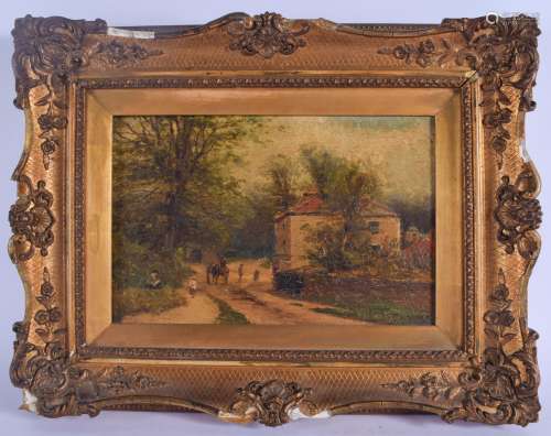 Robert Finlay Mcintyre (1846-1906) Scottish, Oil on canvas, Lane Scene near Hampstead. Image 28 cm x