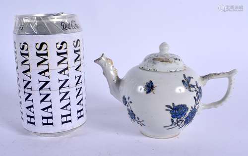 AN 18TH CENTURY CHINESE EXPORT ENAMELLED TEAPOT AND COVER Qianlong, painted with floral sprays. 13 c