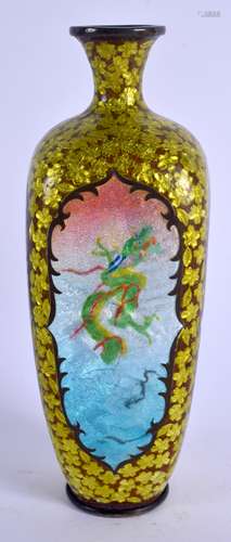 A RARE EARLY 20TH CENTURY JAPANESE MEIJI PERIOD PLIQUE A JOUR ENAMEL VASE Attributed to Kumeno Teita