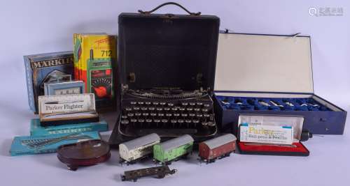 A BOXED TYPE WRITER together with 1950s smiths camera etc. (qty)
