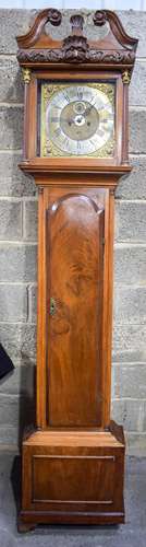 A GEORGE III MAHOGANY LONGCASE CLOCK by Richard Barratt of Dublin, with mask head terminals and bras