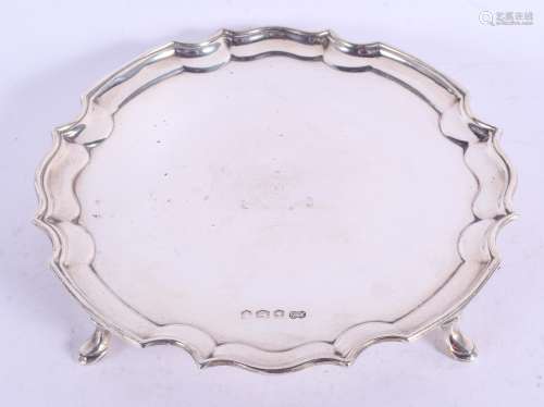 A 1960S SILVER SALVER. Sheffield 1968. 160 grams. 13.5 cm wide.