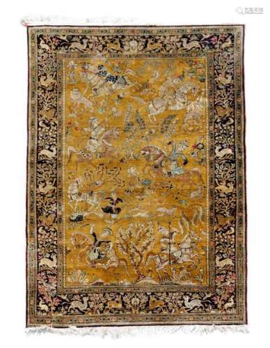 A QUM SILK RUG CENTRAL PERSIA, 20TH CENTURY with a…