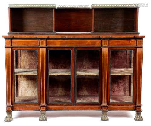 Λ A LATE REGENCY ROSEWOOD BREAKFRONT SIDE CABINET …